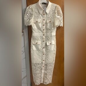 Lace button down dress